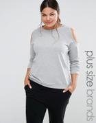 Pink Clove Cold Shoulder Sweatshirt - Gray
