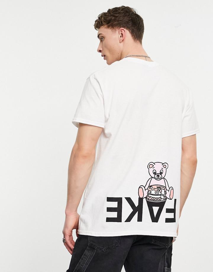 New Love Club Fake Back Print Oversized T-shirt In Black-white
