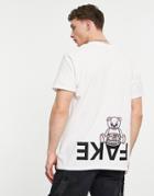 New Love Club Fake Back Print Oversized T-shirt In Black-white