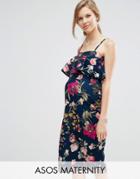 Asos Maternity Ruffle Print Bandeau Midi Dress - Multi
