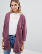 Jdy Corinne Long Open Cardigan - Purple