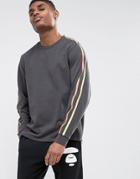 Asos Sweatshirt With Taping Detail In Washed Black - Black