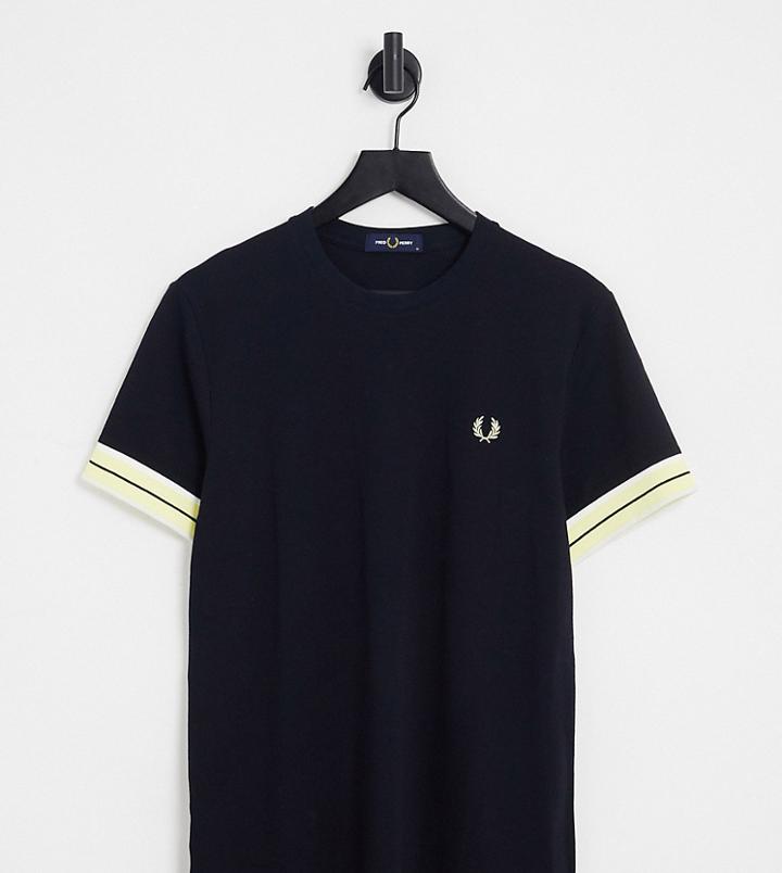 Fred Perry Tramline Tipped Pique T-shirt In Navy