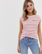 Only Stripe Short Sleeve T-shirt - Red