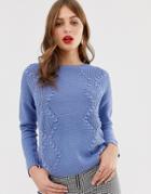 Oasis Cable Knit Sweater In Blue - Blue