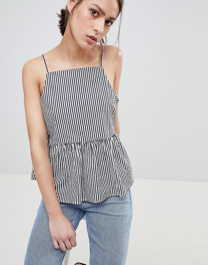 Pieces Navi Peplum Cami Top - Navy