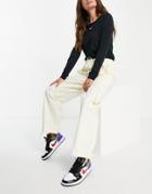 Nike Icon Clash High Rise Canvas Pants With Drawstring Cuffs In Cream-white