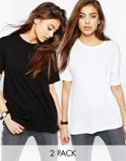 Asos Linen Look Oversized T-shirt 2 Pack Save 10%