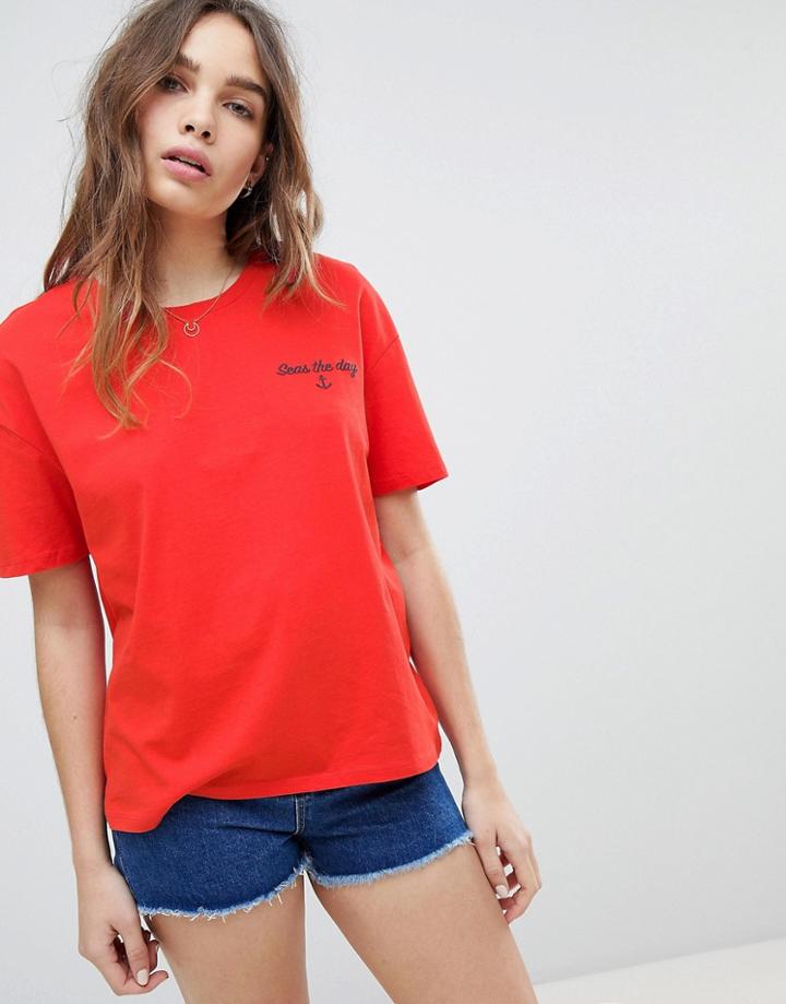 Only Slogan T-shirt - Red