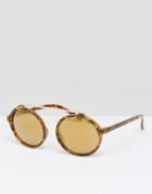 Jeepers Peepers Round Sunglasses In Tort With Yellow Lens - Brown