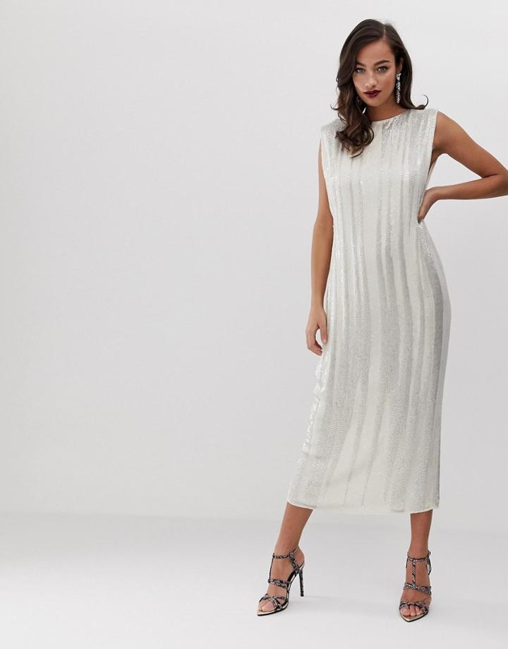 Asos Edition Embellished Shard Column Midi Dress - Multi