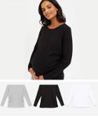 New Look Maternity 3 Pack Long Sleeve Tee In Black White And Gray-multi