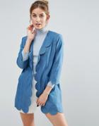 The English Factory Lightweight Jacket With Scallop Hem - Blue
