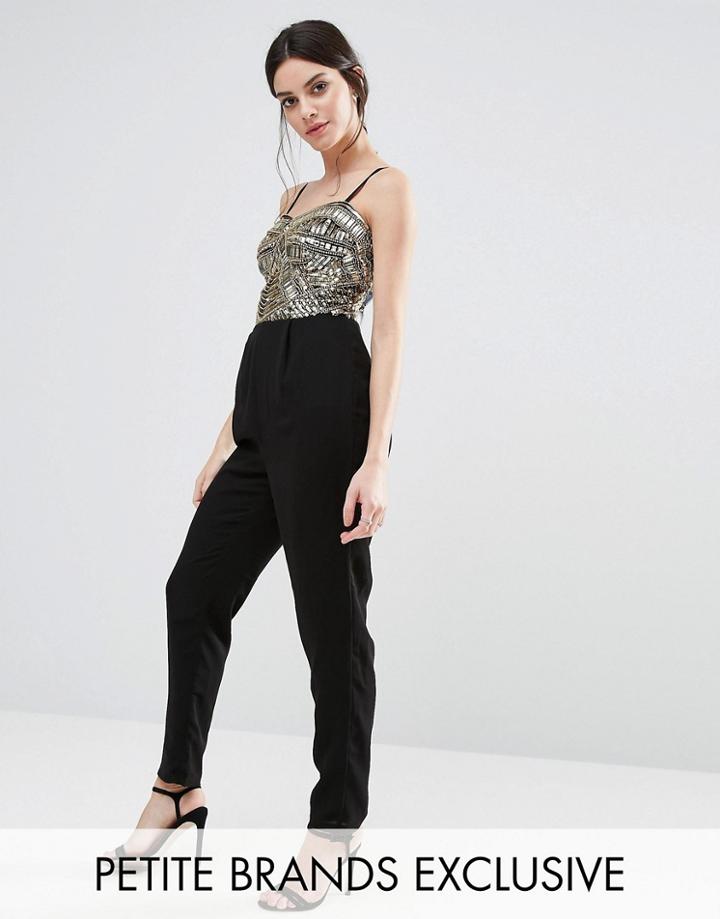 Maya Petite Basque Detail Tailored Jumpsuit - Black