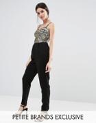 Maya Petite Basque Detail Tailored Jumpsuit - Black