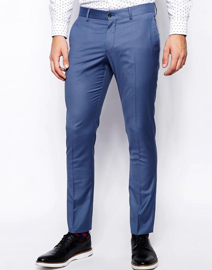 Selected Suit Pants In Skinny Fit - Blue