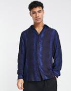 Topman Premium Abstract Stripe Shirt In Blue