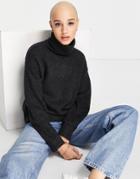 New Look Roll Neck Sweater In Black-gray