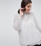 Asos Curve Exclusive High Neck Blouse In Polka Dot - Multi