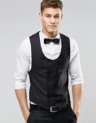 Asos Slim Tuxedo Waistcoat In Black - Black