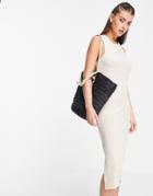 Vero Moda Aware Sleeveless Twist Back Midi Dress In Beige-neutral