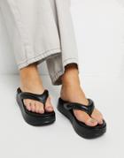 Asos Design Ferris Chunky Flip Flop Sandals In Black