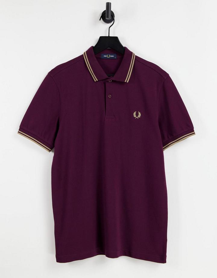 Fred Perry Twin Tipped Polo In Burgundy