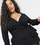 Simply Be Blouse With Tie Side Detail In Black