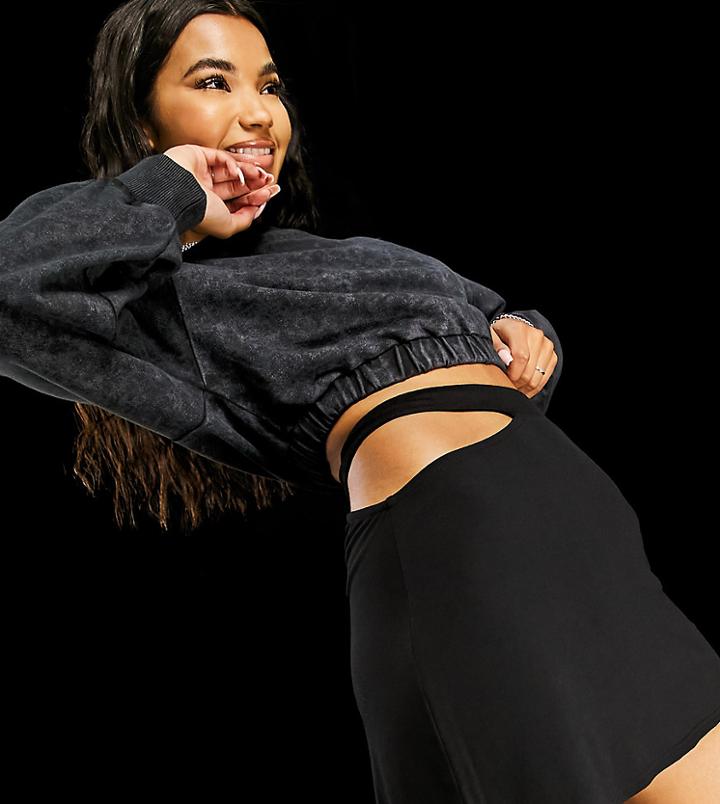 Asyou Hip Cut Out Mini Skirt In Black