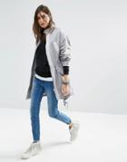 Asos Oversized Lightweight Jacket With Clean Details - Light Gray