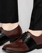 Asos Derby Shoes In Burgundy Leather With Contrast Strap - Red