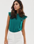 Oasis Blouse With Frill Sleeves In Green - Green