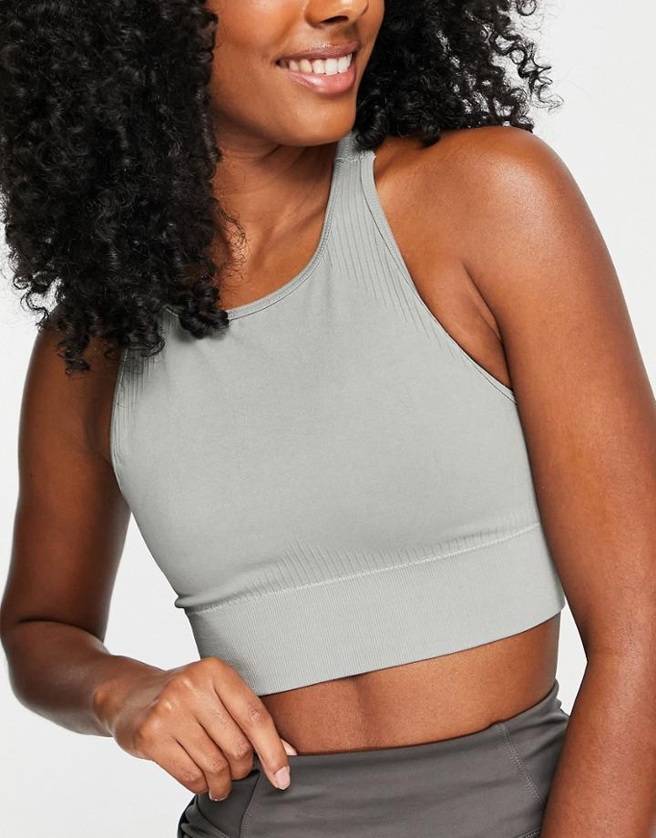 Gilly Hicks Go Seamless Round Neck Crop Top In Gray
