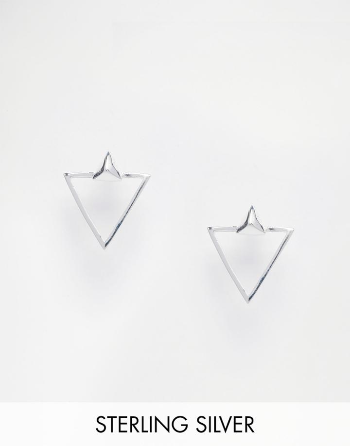 Asos Sterling Silver Triangle Stud Earrings - Silver