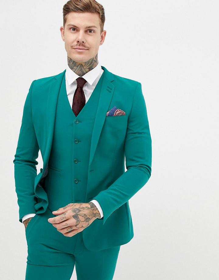 Asos Design Super Skinny Suit Jacket In Green - Green