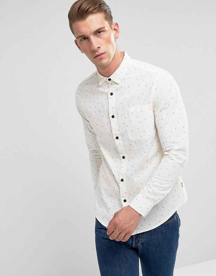 Only & Sons Shirt In Slim Fit All Over Ditsy Print - White