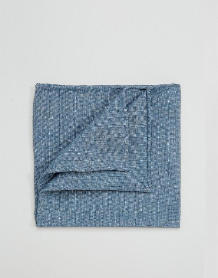 Noose & Monkey Pocket Square Chambray In Cotton - Blue