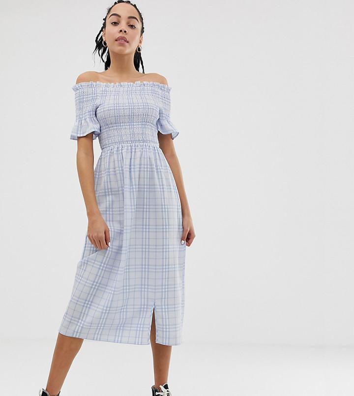 Urban Bliss Off The Shoulder Midi Dress-blue
