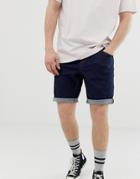 Asos Design Denim Shorts In Slim Indigo-blue