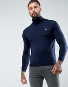 Fred Perry Merino Roll Neck Sweater In Navy - Navy