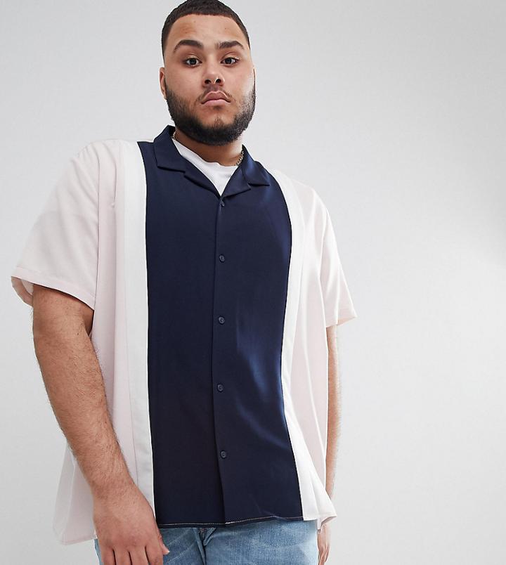 Asos Design Plus Regular Fit Cut And Sew Shirt With Revere Collar - Multi