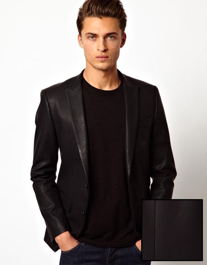Asos Slim Fit Blazer In Pu