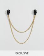 Reclaimed Vintage Black Skull Collar Chain In Gold - Gold