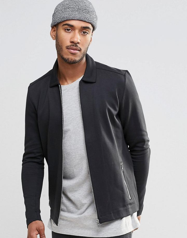 Jack & Jones Premium Cotton Bomber Jacket - Black