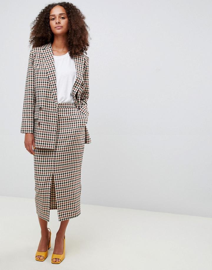 Asos Design Tailored Heritage Check Pencil Skirt - Multi