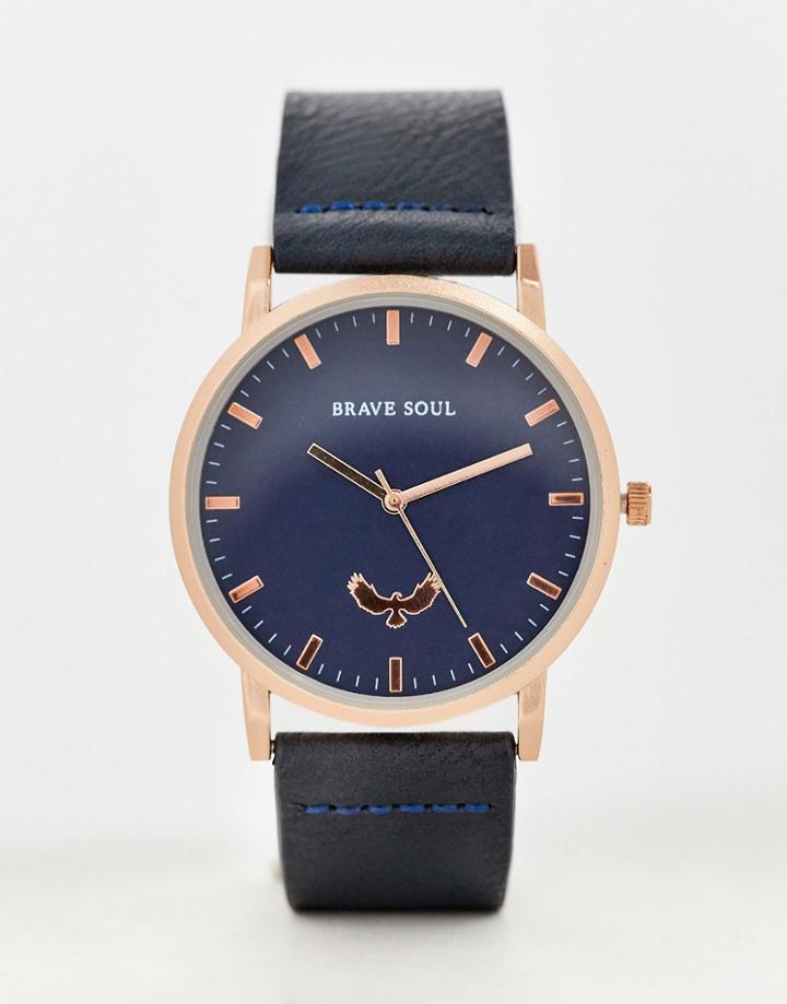 Brave Soul Logo Watch In Maroon And Gold-red