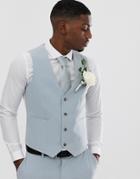Asos Design Wedding Super Skinny Suit Vest In Ice Blue - Blue