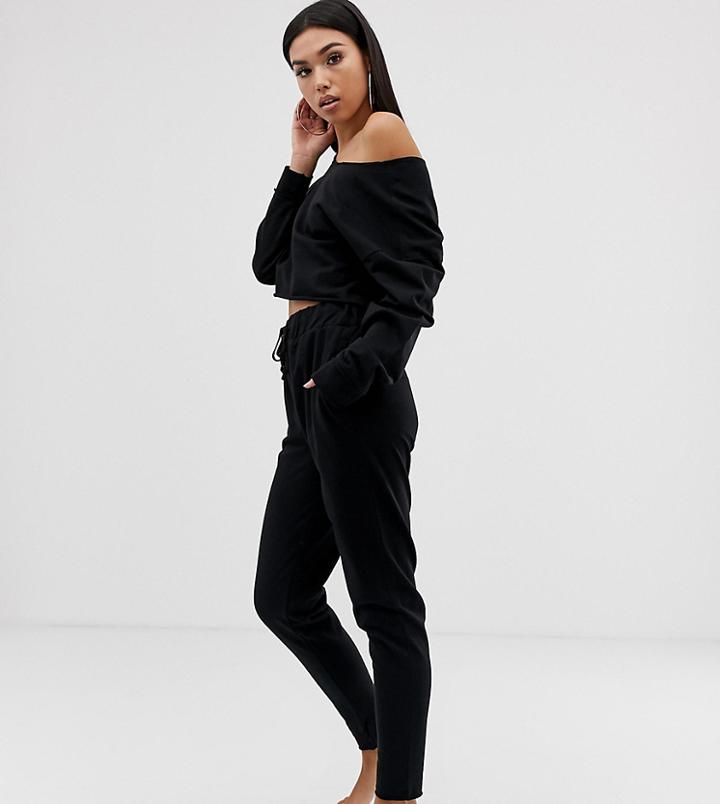 Asos Design Lounge Mix & Match Raw High Waisted Jogger - Black
