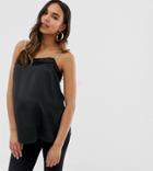 Asos Design Maternity Satin Cami With Embellished Straps-black