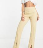 Y.a.s Exclusive Split Front Pants In Pale Khaki-green